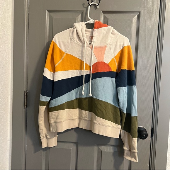 Faherty Soleil Sun Print Abstract Colorful Hoodie Size L - Picture 4 of 7